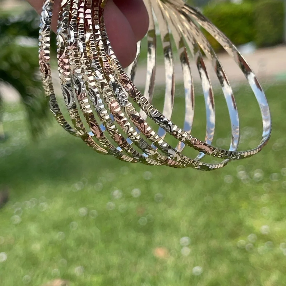 Chic Gold and Silver Textured Bangles - Picture 9 of 14